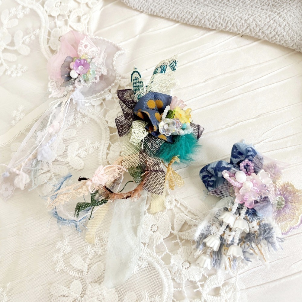 ＊哈娜髮飾＊手工紗線髮夾 拼接串珠 瀏海夾 邊夾 BB夾 馬尾夾 彈簧夾 自動夾 鋼夾-細節圖8