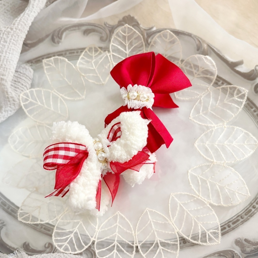 ＊哈娜髮飾＊手工蝴蝶結 毛絨紅格子 香蕉夾 相交夾 鯊魚夾 抓夾 邊夾 髮圈 髮梳 髮叉 髮夾 壓夾 馬尾夾 彈簧夾-規格圖4