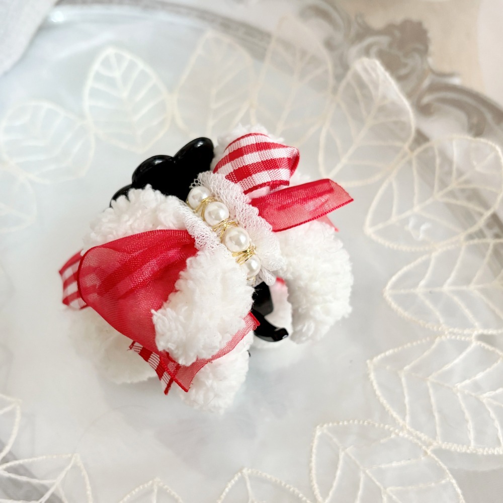 ＊哈娜髮飾＊手工蝴蝶結 毛絨紅格子 香蕉夾 相交夾 鯊魚夾 抓夾 邊夾 髮圈 髮梳 髮叉 髮夾 壓夾 馬尾夾 彈簧夾-細節圖6