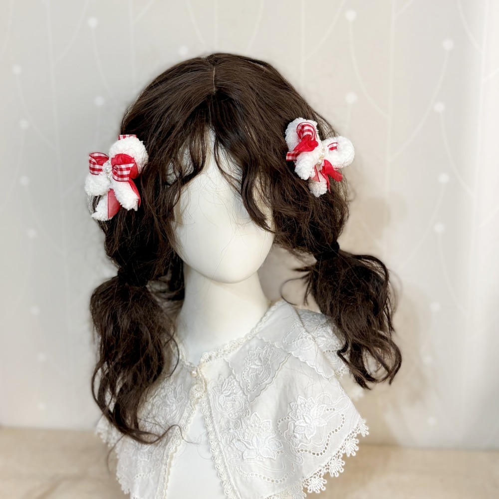 ＊哈娜髮飾＊手工蝴蝶結 毛絨紅格子 香蕉夾 相交夾 鯊魚夾 抓夾 邊夾 髮圈 髮梳 髮叉 髮夾 壓夾 馬尾夾 彈簧夾-細節圖7