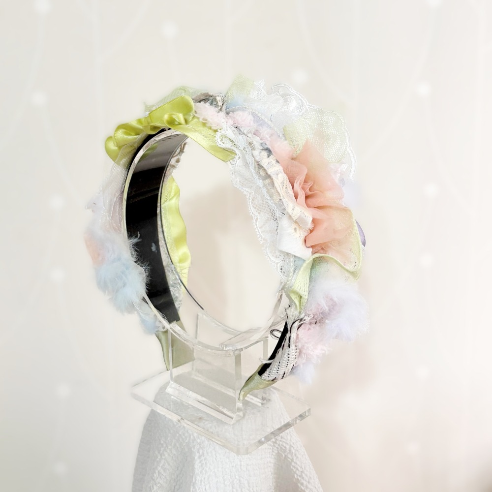 ＊哈娜髮飾＊手工拼接髮箍/ 寬版 寬邊 髮帶式刺繡蕾絲頭箍 髮窟 頭帶 頭飾 法枯 髮估-細節圖2