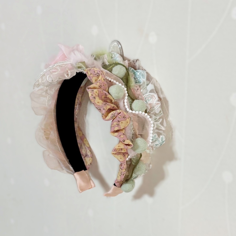 ＊哈娜髮飾＊手工拼接髮箍/ 寬版 寬邊 髮帶式刺繡蕾絲頭箍 髮窟 頭帶 頭飾 法枯 髮估-細節圖5