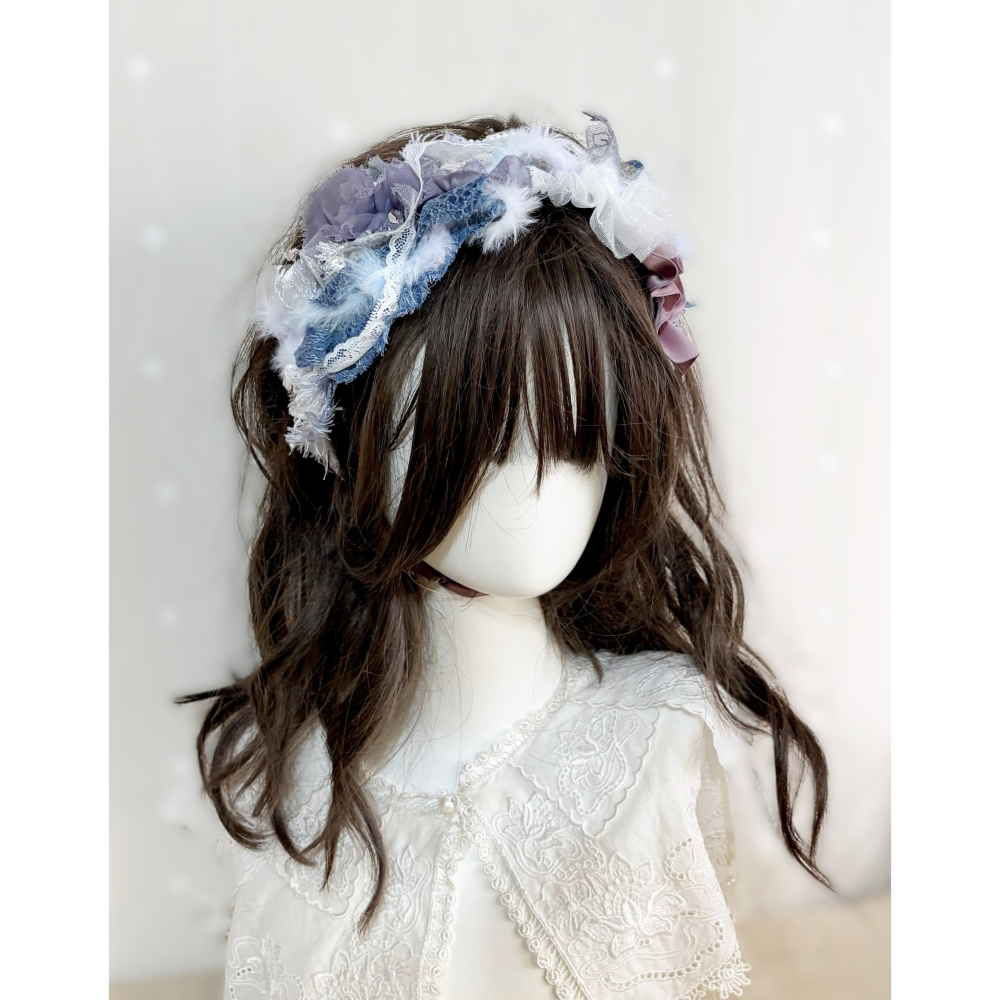 ＊哈娜髮飾＊手工拼接髮箍/ 寬版 寬邊 髮帶式刺繡蕾絲頭箍 髮窟 頭帶 頭飾 法枯 髮估-細節圖2