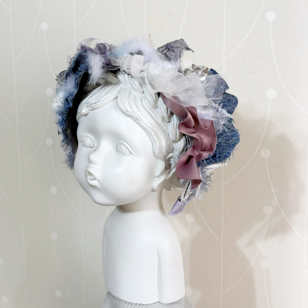 ＊哈娜髮飾＊手工拼接髮箍/ 寬版 寬邊 髮帶式刺繡蕾絲頭箍 髮窟 頭帶 頭飾 法枯 髮估-細節圖4