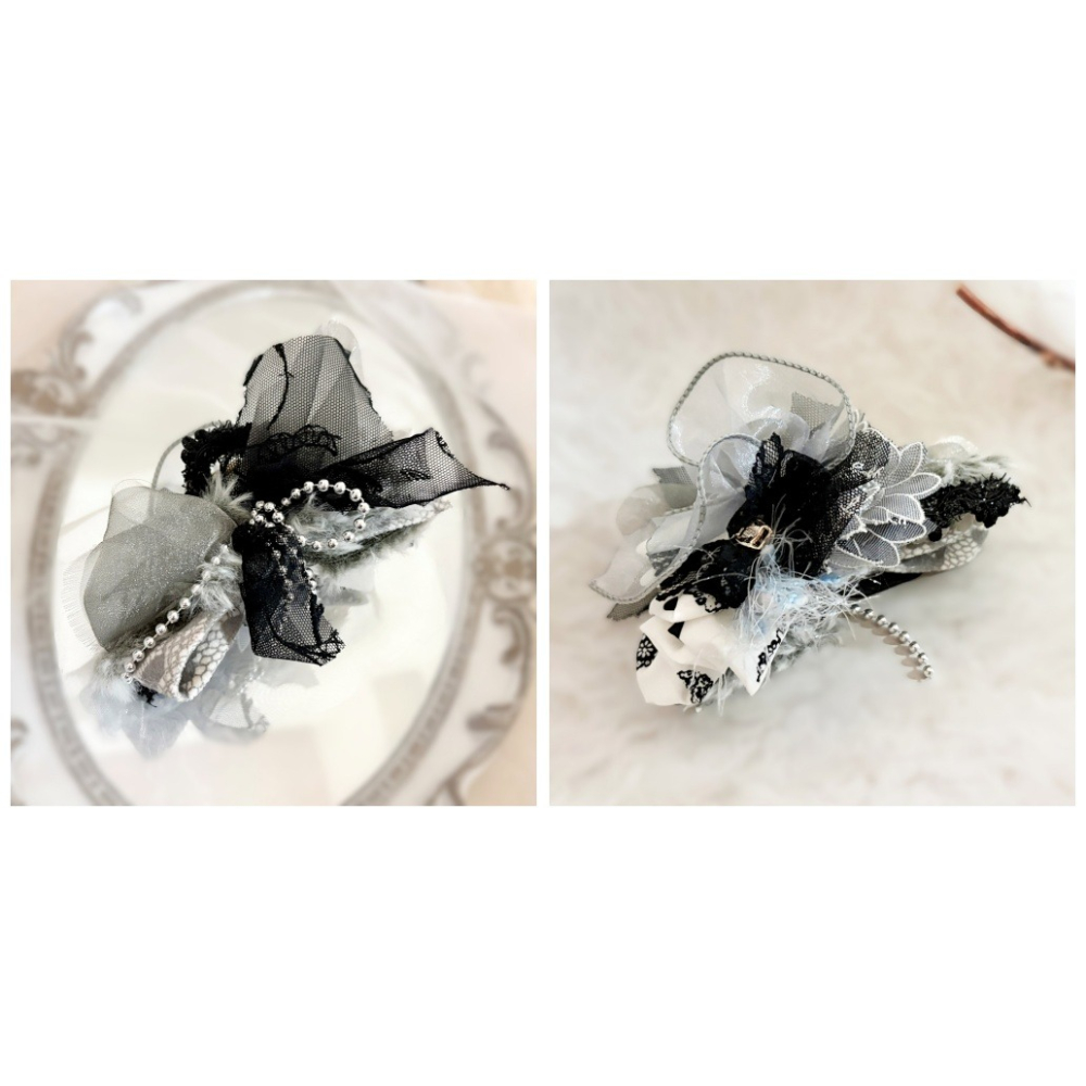 ＊哈娜髮飾＊手工紗線髮夾/毛線鯊魚夾 超大抓夾 拼接 髮量多 髮飾 飾品 新娘頭飾 盤髮 丸子頭 包頭 大鯊魚夾-細節圖2