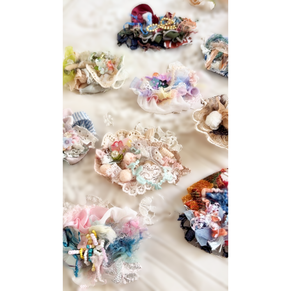 ＊哈娜髮飾＊手工紗線髮夾 / 拼接 串珠 瀏海夾 邊夾 BB夾 馬尾夾 馬尾勾 髮插 髮叉 鴨嘴夾 彈簧夾-細節圖3