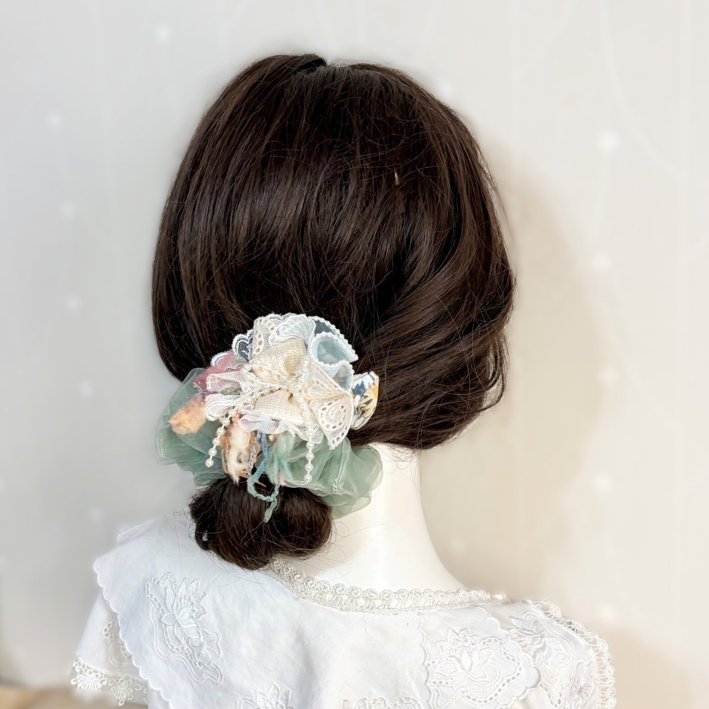 ＊哈娜髮飾＊手工紗線髮夾 / 拼接 串珠 瀏海夾 邊夾 BB夾 馬尾夾 馬尾勾 髮插 髮叉 鴨嘴夾 彈簧夾-細節圖4