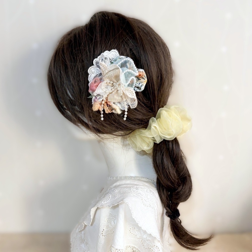 ＊哈娜髮飾＊手工紗線髮夾 / 拼接 串珠 瀏海夾 邊夾 BB夾 馬尾夾 馬尾勾 髮插 髮叉 鴨嘴夾 彈簧夾-細節圖5