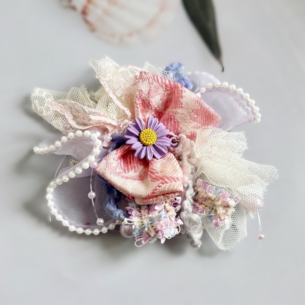 ＊哈娜髮飾＊手工紗線髮夾 / 拼接 串珠 瀏海夾 邊夾 BB夾 馬尾夾 馬尾勾 髮插 髮叉 鴨嘴夾 彈簧夾-規格圖7