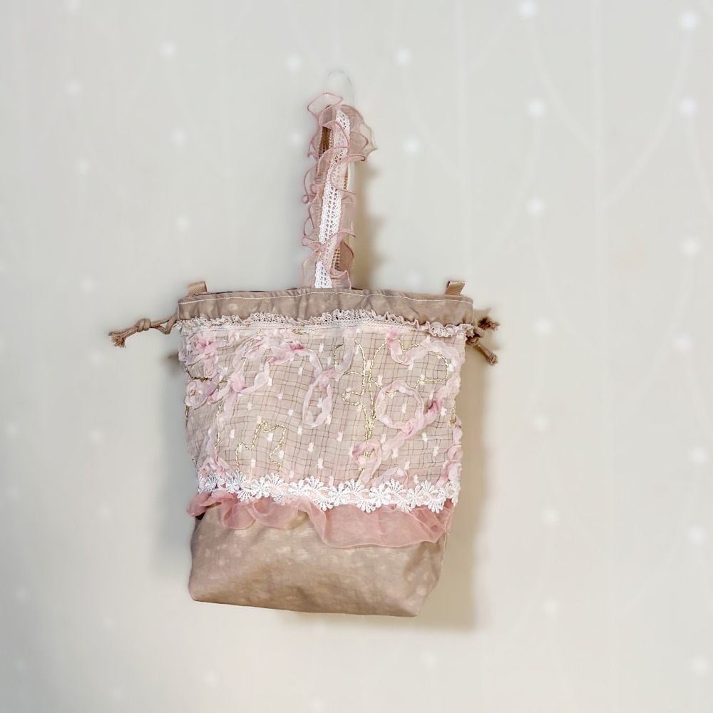 哈娜髮飾【手工包】束口包 抽繩包 提袋 背帶 手提包 包包 便當袋 包袋 杯袋 冰壩杯 手工包 禮物 側背包 托特包-細節圖2