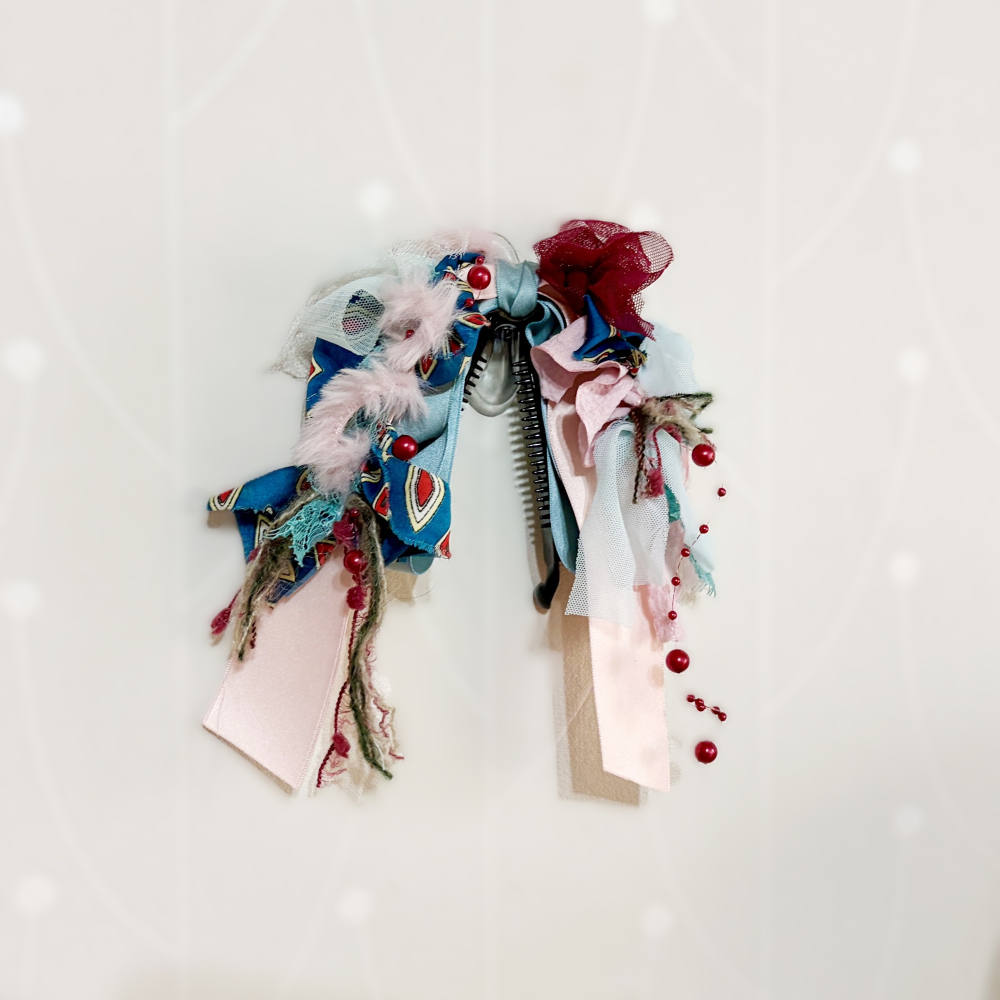 ＊哈娜髮飾＊手工拼接仙女夾/大蝴蝶結鯊魚夾 大腸圈髮圈 馬尾夾 髮夾 相交夾 三爪夾 包頭抓夾 髮叉 髮梳 邊夾-細節圖2