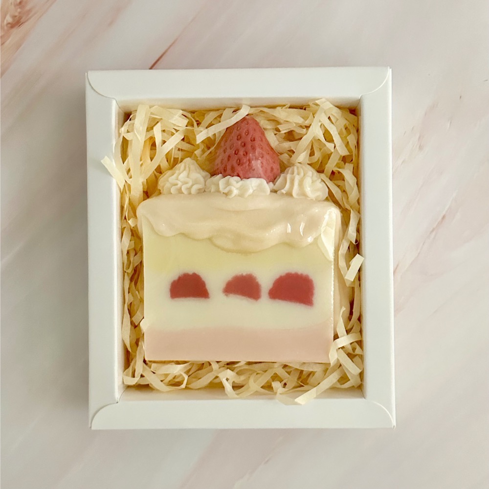 草莓水蜜桃蛋糕皂（3）1顆+禮盒包裝