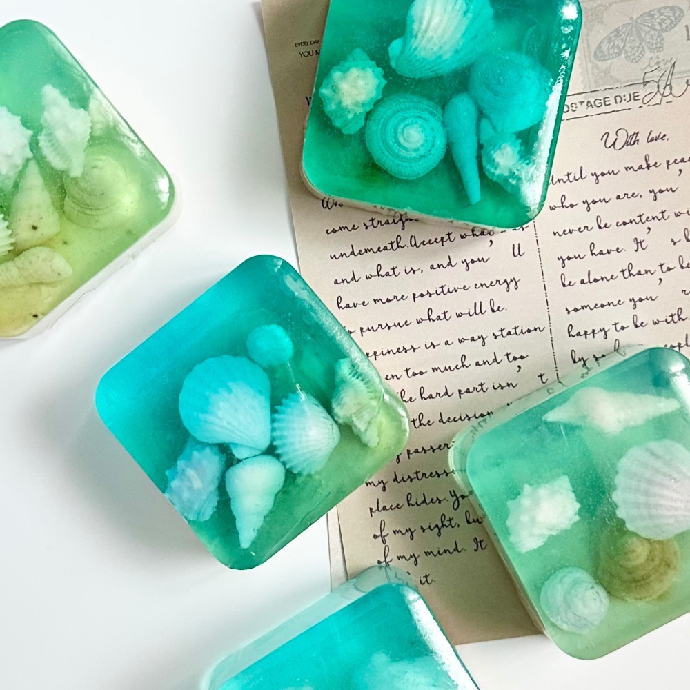 療癒的海 海與貝殼藝術造型手工肥皂 100g｜送禮自用｜薰衣草精油放鬆愉悅-細節圖2