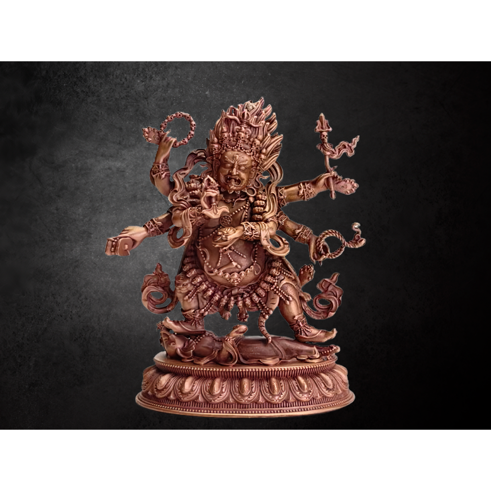 【合雅藝品】黃銅【六臂瑪哈嘎拉】銅雕 六臂怙主 瑪哈嘎拉 大黑天神 摩訶迦羅 藏密 唐密 (台中 藝品 批發 零售)-細節圖6