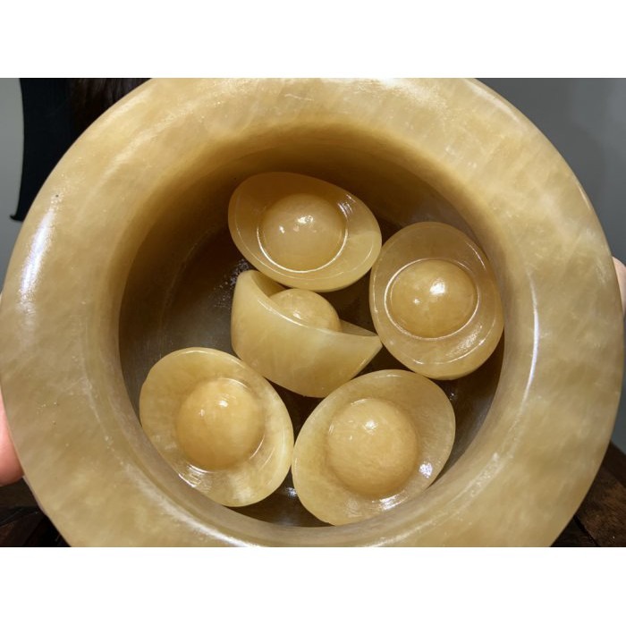 【合雅藝品】黃玉聚寶盆 聚財 聚寶盆 風水 招財 開運 女媧 白玉 黃玉【台中 藝品 零售 批發 】-細節圖5