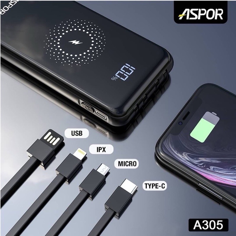 🎁【ASPOR台灣公司貨快速出貨免運PD+QC 自帶線無線充行動電源】 13000mah 自帶充電線 無線充電行動電-細節圖6
