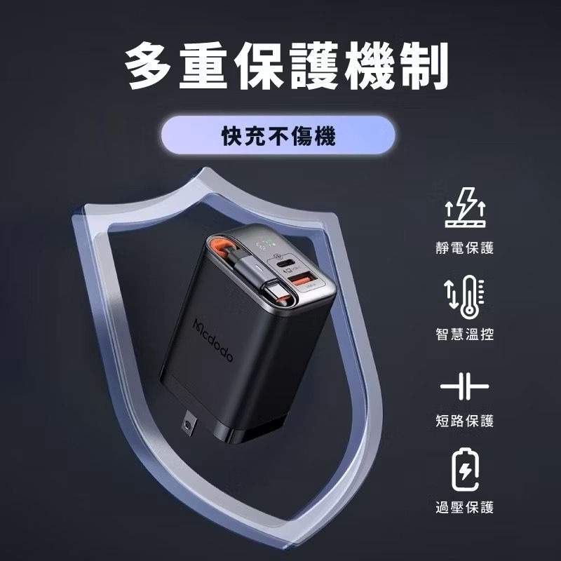 🎁台灣公司出貨 麥多多『最新款』67w 自帶伸縮線充電器氮化鎵充電器2孔充電器可充筆電iPhone快速充電器-細節圖2