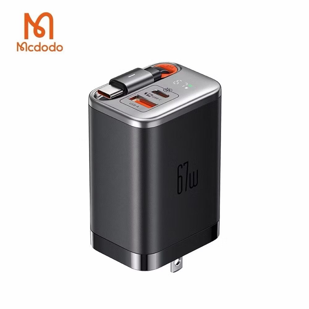 🎁台灣公司出貨 麥多多『最新款』67w 自帶伸縮線充電器氮化鎵充電器2孔充電器可充筆電iPhone快速充電器-規格圖10