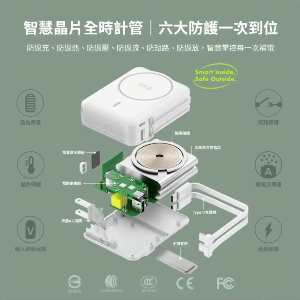 台灣製造神腦貨MEGAKING 10000mAh 多合一固態磁吸防爆行動電源蘋果手錶可用CCC認證中國境內國外可上飛-細節圖4