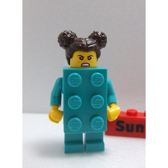 【積木2010】樂高 LEGO 深青色 磚塊人 (含小狗氣球) / 積木人偶 / 春麗頭 BAM 湖水綠-細節圖2