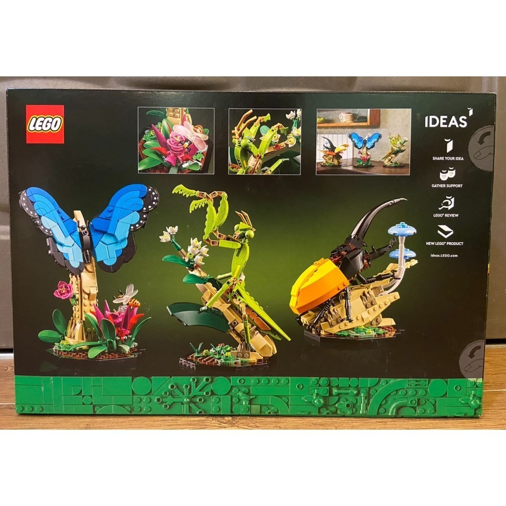 外盒擦損特價 【積木2010】樂高 LEGO 21342 昆蟲 IDEAS / 蝴蝶  螳螂 長戟大兜蟲-細節圖3