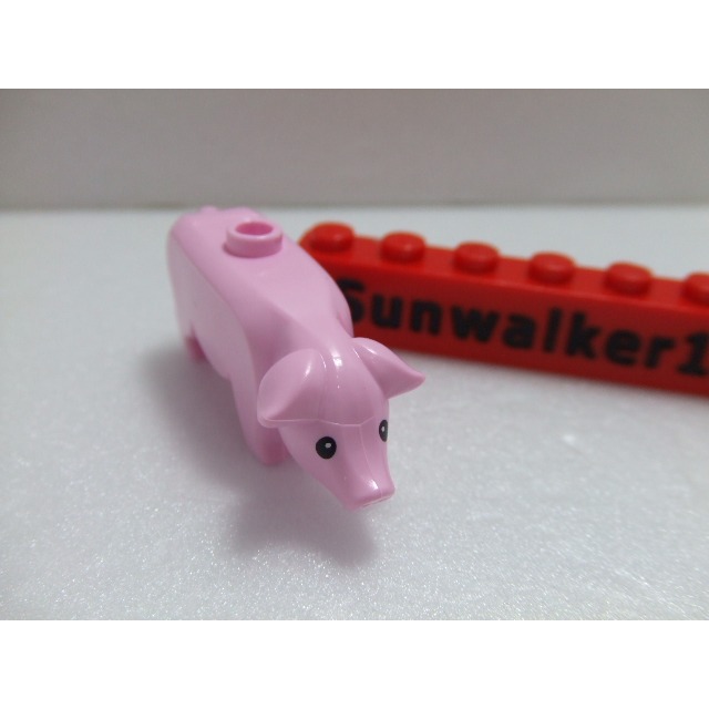 【積木2010】樂高 LEGO 亮粉紅色 豬 / 粉紅豬 / 小豬 Pig 動物 / 87621pb01 / 76437-細節圖2