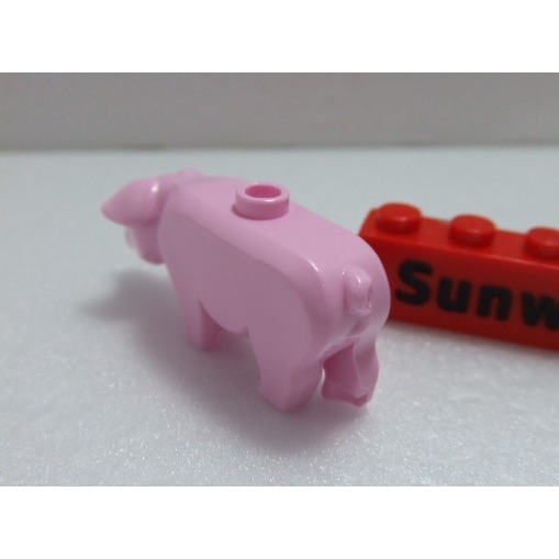 【積木2010】樂高 LEGO 亮粉紅色 豬 / 粉紅豬 / 小豬 Pig 動物 / 87621pb01 / 76437-細節圖3
