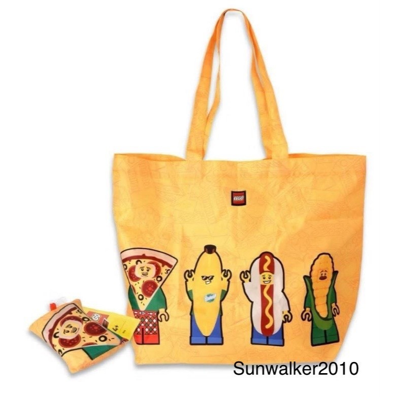 【積木2010】樂高 LEGO 夏日托特包 / 可折疊購物袋 / 環保袋 購物袋 / 香蕉人 熱狗人 玉米人 披薩人-細節圖4