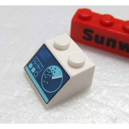 【積木2010】樂高 LEGO 白色 儀表板 電腦 雷達 控制面板 / 道具 3039pb132 斜面 積木(U-05)-細節圖2
