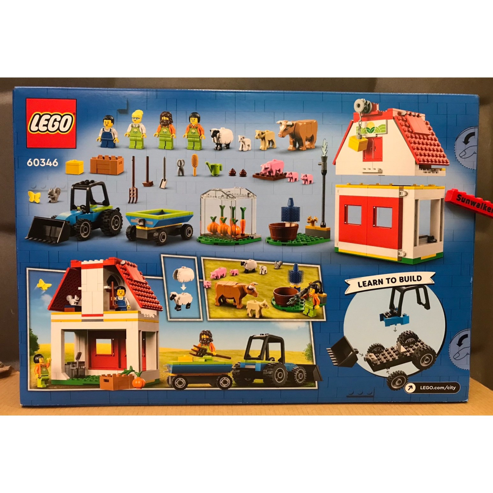 【積木2010】樂高 LEGO 60346 穀倉和農場動物 / 小豬 綿羊 小羊 母牛 小牛 /城市 CITY 全新未拆-細節圖2