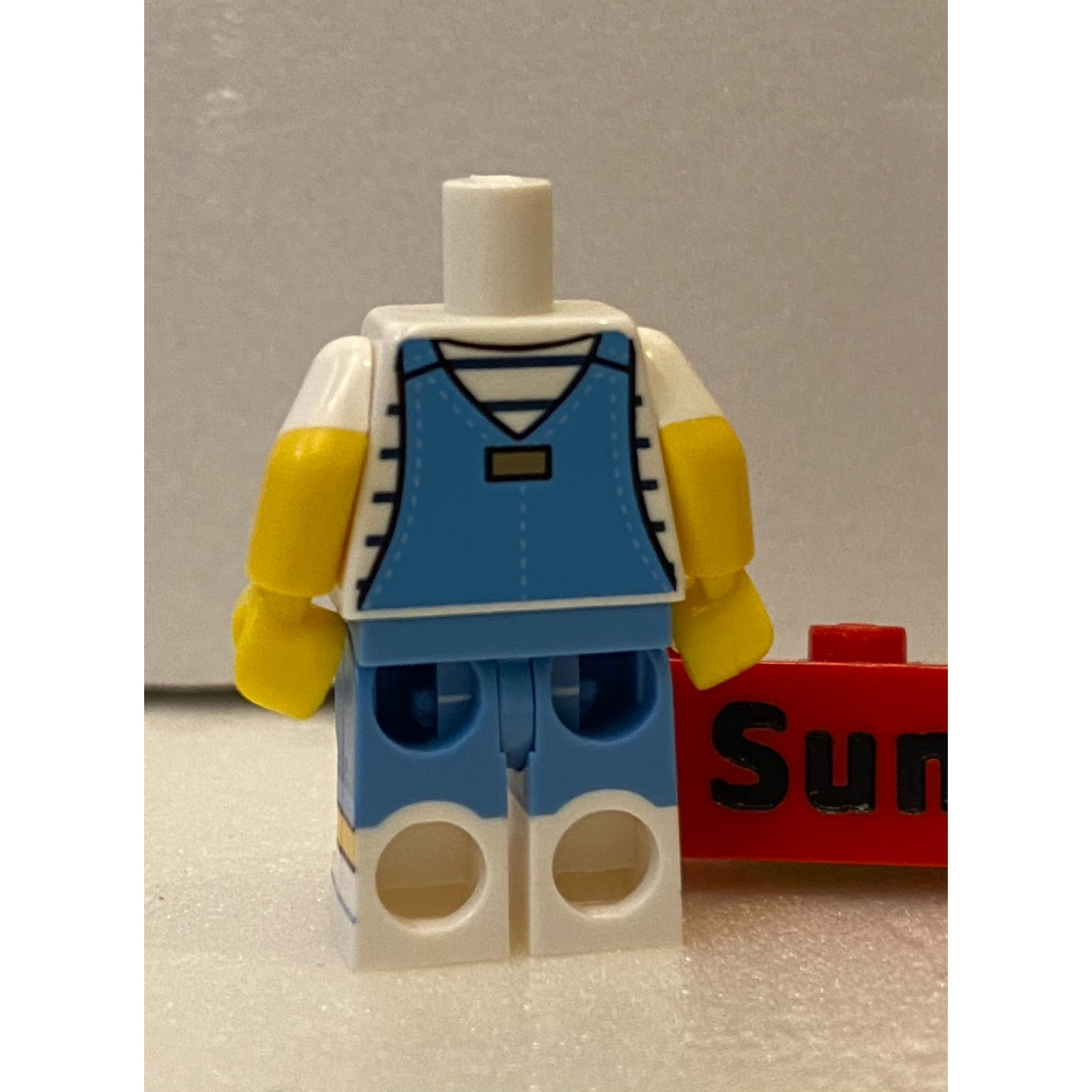 【積木2010】樂高 LEGO 吊帶褲 球鞋 中藍色 上下身 / 身體+腳 71025-細節圖2