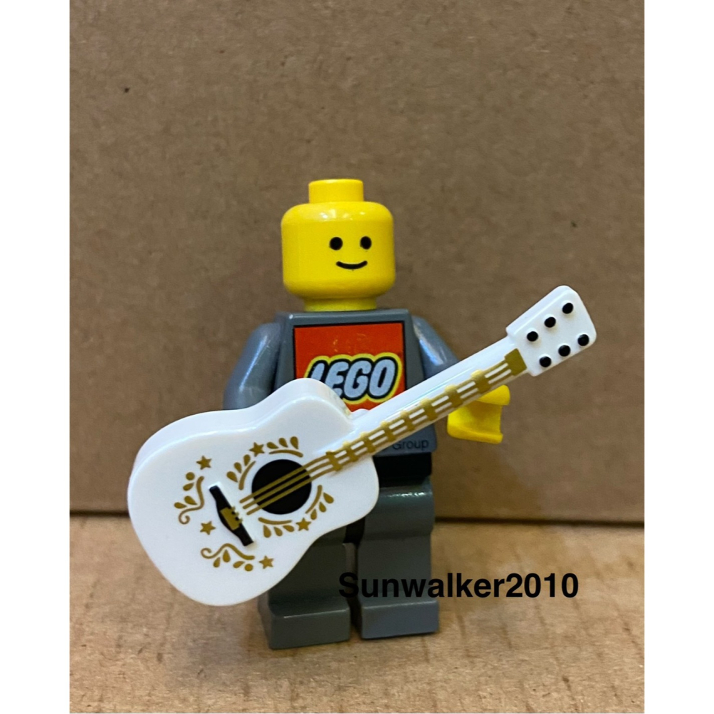 【積木2010】樂高 LEGO 金色圖案 白色吉他 / 吉他 道具 BAM (U-16)-細節圖3