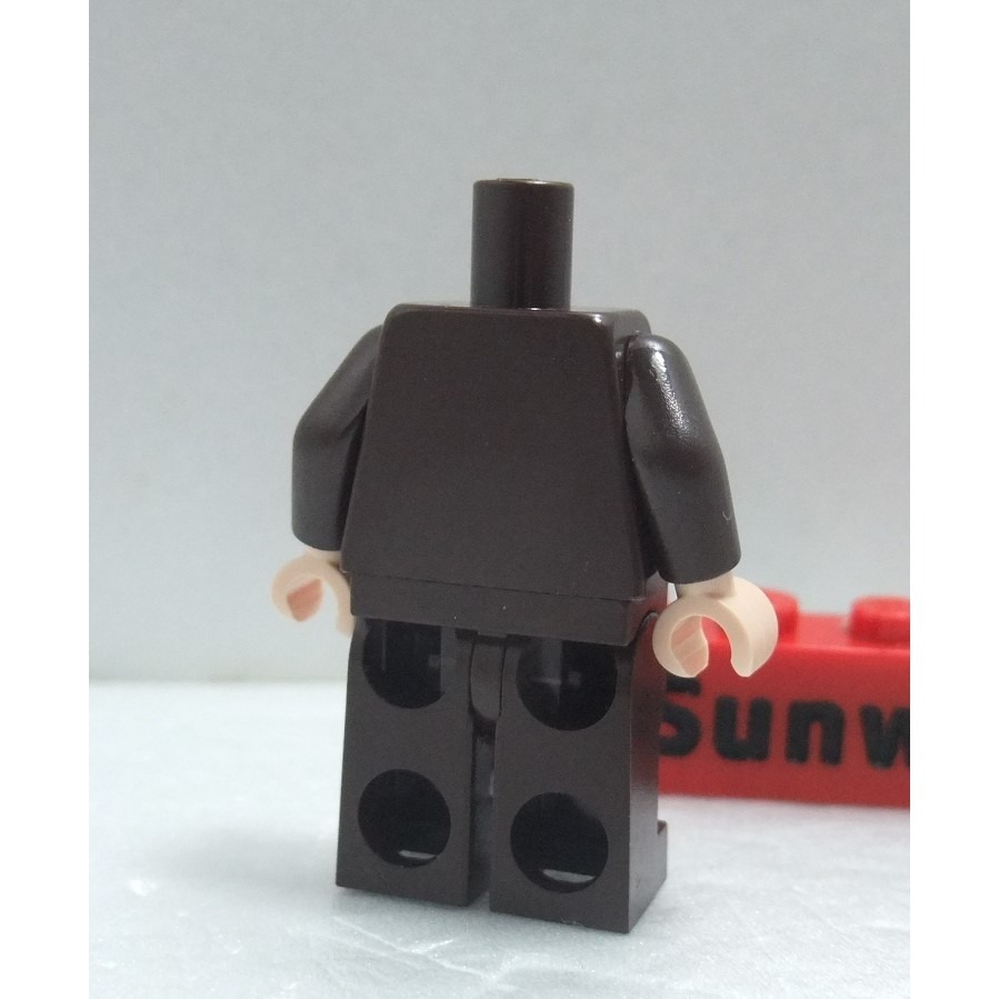 【積木2010】樂高 LEGO 深咖啡色 西裝 領帶 上下身 / 身體+腳 / Dark Brown (H-01)-細節圖2
