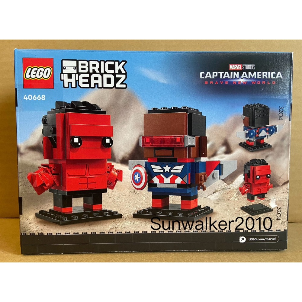 【積木2010】LEGO 樂高 40668 美國隊長 & 紅浩克 / 漫威 大頭人 BRICKHEADZ-細節圖2