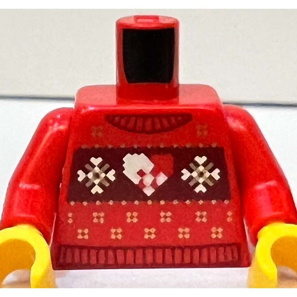 【積木2010】#202 樂高 LEGO 紅色 雪花 愛心 毛衣 聖誕 醜毛衣 身體 / 人偶 上半身 / BAM-細節圖2