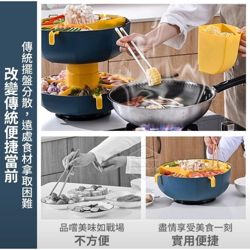 雙層 分隔 旋轉 瀝水拼盤 瀝水盆 洗菜籃 水果盆-細節圖4