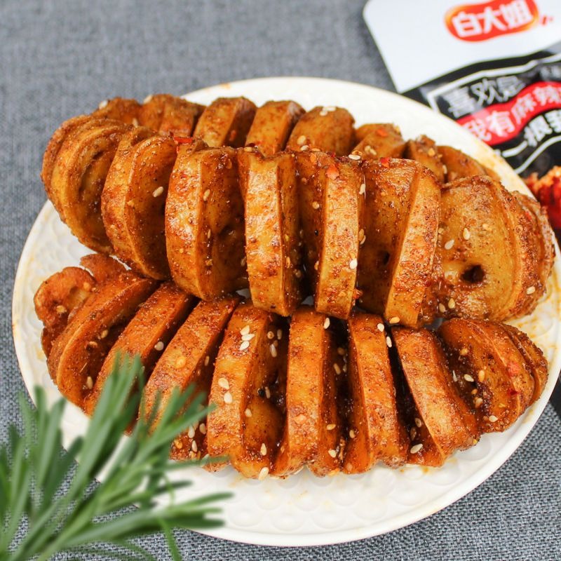 壹家網紅零食 白大姐烤面筋28g面筋串辣條 麻辣面筋素食辦公休閑零食盒裝休閑-細節圖8