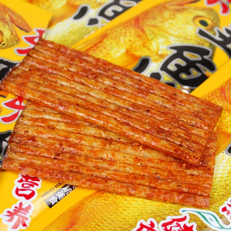 壹家網紅零食 皇魚辣條即食網紅小袋黃魚辣片素食老牌子休閑小吃零食品-細節圖2