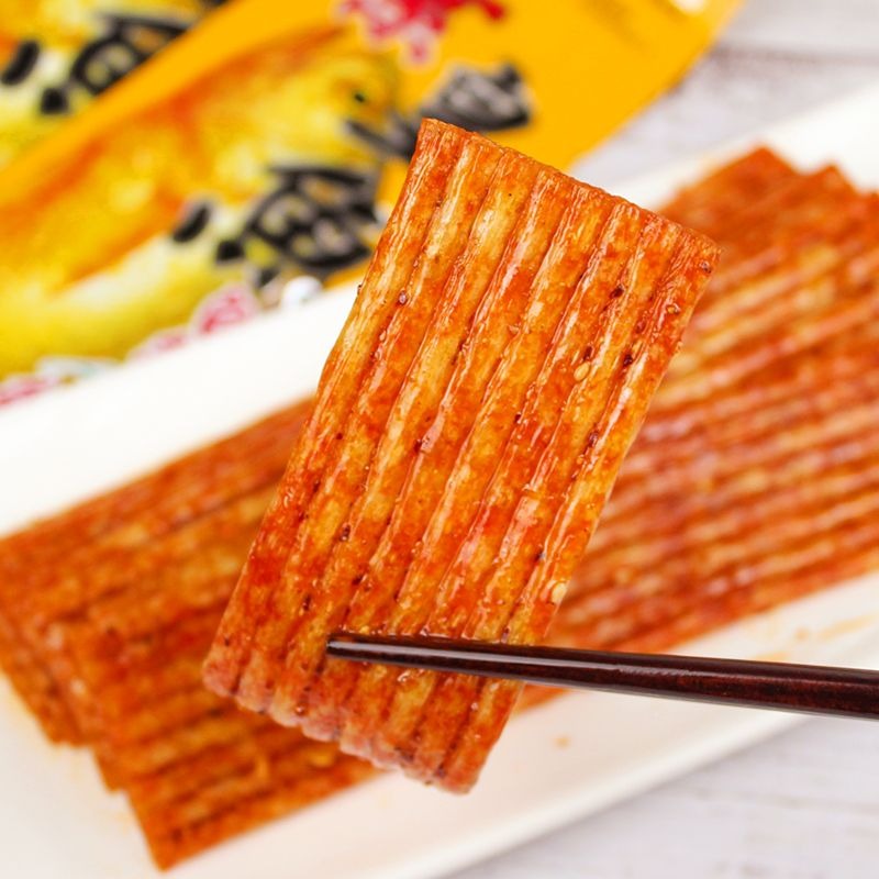 壹家網紅零食 皇魚辣條即食網紅小袋黃魚辣片素食老牌子休閑小吃零食品-細節圖5