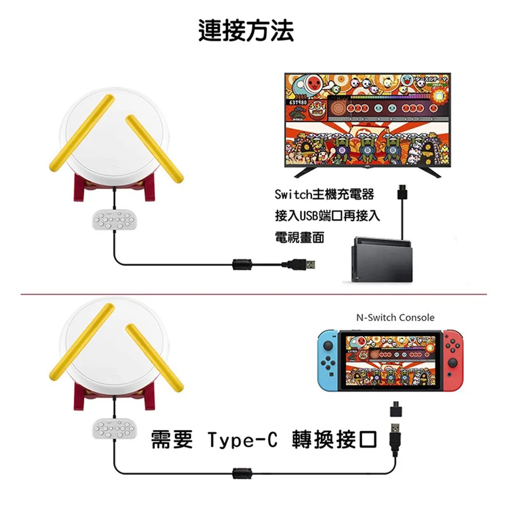 【夜貓電玩】SWITCH NS DOEBE 鼓 太鼓 大鼓 大力鼓 太鼓達人 附鼓棒 專用鼓 OLED SWITCH2-細節圖3