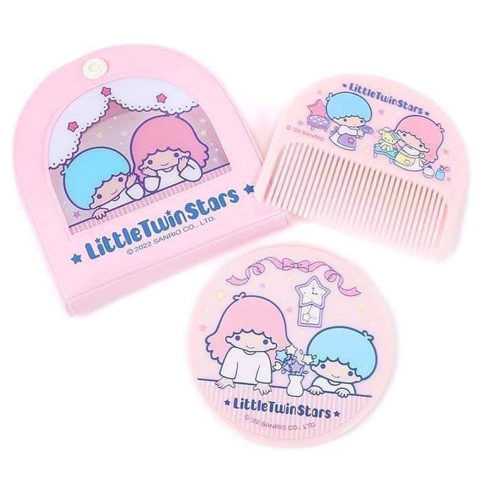 雙子星 攜帶型鏡梳組-三麗鷗 Sanrio 日本進口正版授權-細節圖2