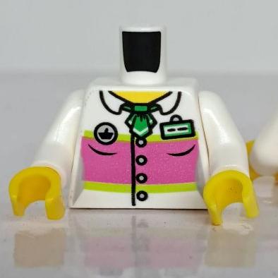 &lt;樂高人偶小舖&gt;正版LEGO 身體 特殊2-3 白色 工作服 識別證 領巾