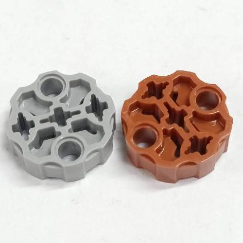 &lt;樂高人偶小舖&gt;正版LEGO 科技零件 炮筒 軸栓孔連接 3X3 淺灰 深橘 槍筒 轉盤 98585