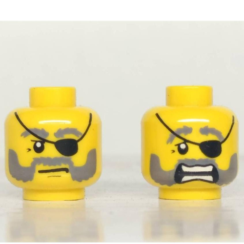 &lt;樂高人偶小舖&gt;正版LEGO 人臉2-15-1 海盜 獨眼 落腮鬍 雙面表情 單個 人偶配件