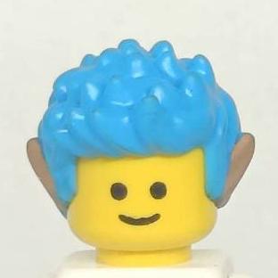 <樂高人偶小舖>正版LEGO 男生頭髮30 精靈 深海洋藍 附耳朵 可添加配件 人偶-細節圖3