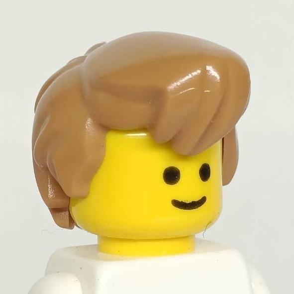 <樂高人偶小舖>正版LEGO 男生頭髮11-1 短髮 厚瀏海 牛奶糖色 硬質 單個 人偶配件-細節圖2