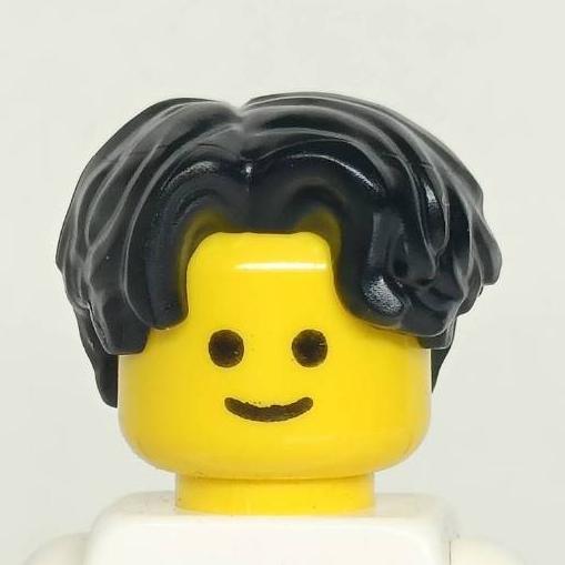 <樂高人偶小舖>正版LEGO 男生頭髮21-1 短髮 中分 黑色 深咖 微卷 硬質 6420572 單個-細節圖2