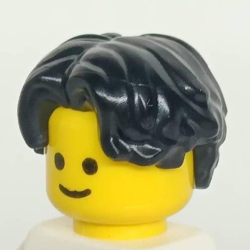 <樂高人偶小舖>正版LEGO 男生頭髮21-1 短髮 中分 黑色 深咖 微卷 硬質 6420572 單個-細節圖3