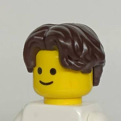 <樂高人偶小舖>正版LEGO 男生頭髮21-1 短髮 中分 黑色 深咖 微卷 硬質 6420572 單個-細節圖5