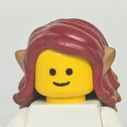 <樂高人偶小舖>正版LEGO 女生頭髮43 精靈 暗紅 軟質 長捲髮 人偶 可添加配件-細節圖2